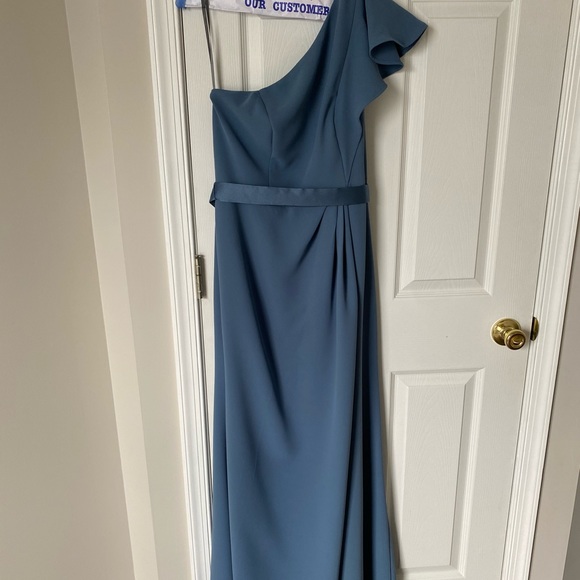 Vera Wang Ruffled One Shoulder Bridesmaid Dress - Picture 2 of 7